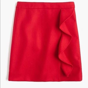 J.Crew Red Ruffle Mini Wool Skirt Sz 6 - NWT